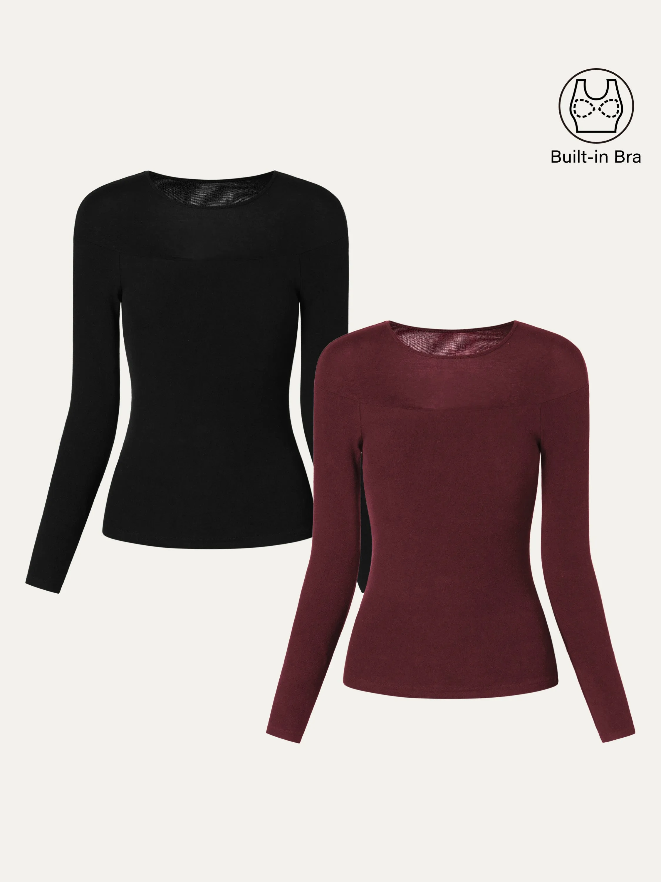 2Pcs Set Wool Sheer Shoulder Brami Top