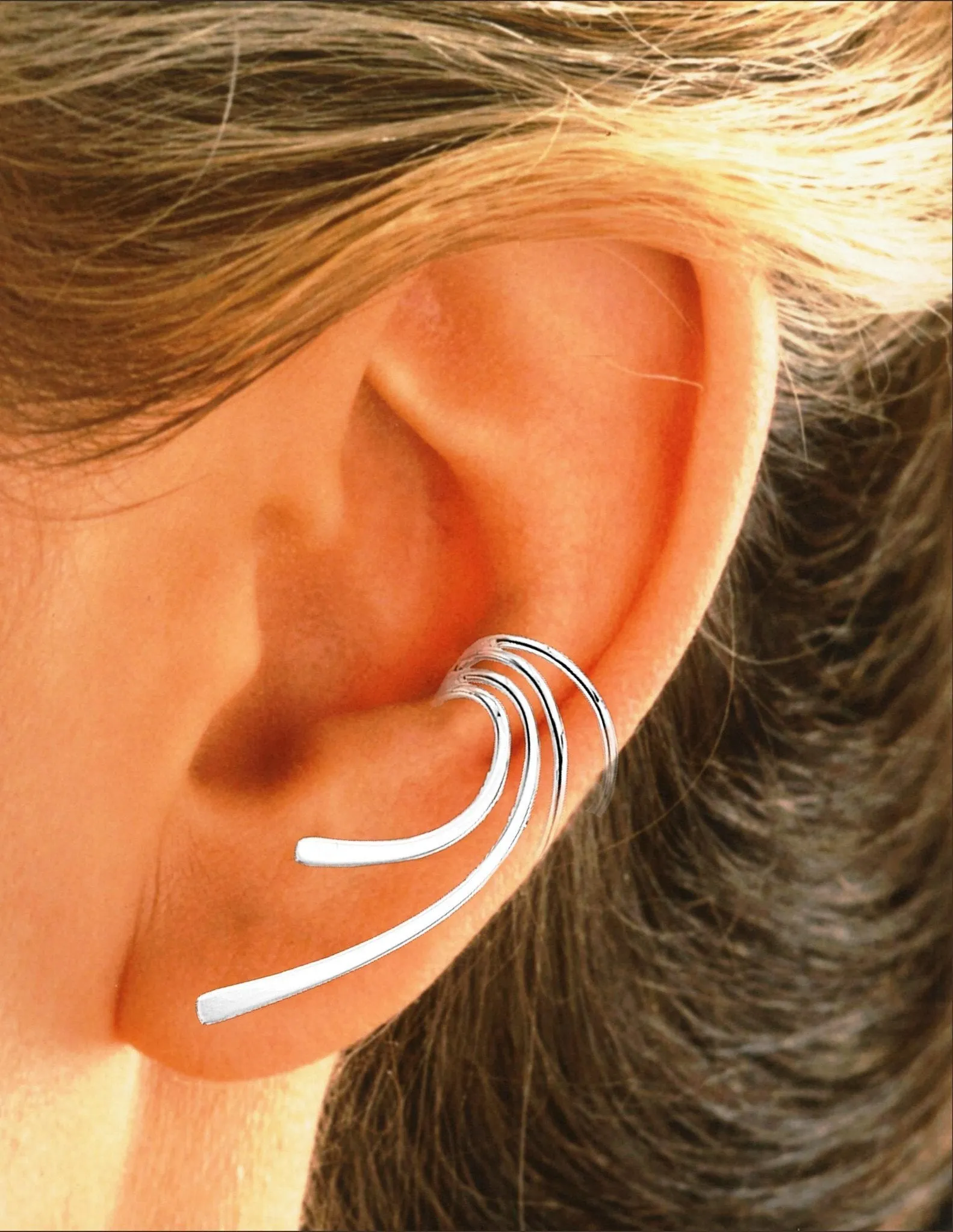 Beautifully Simple Classic Long Wave Ear Cuff / Jackets Solid