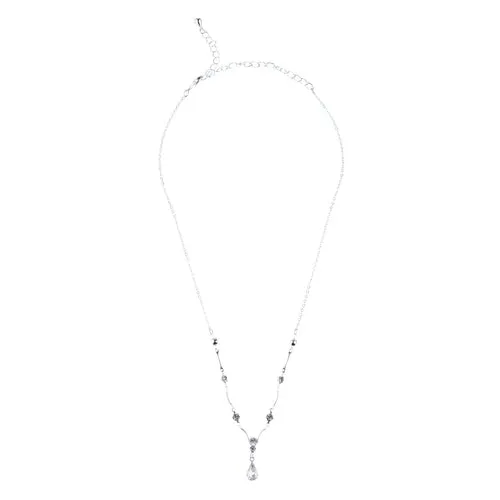 Bridal Wedding Jewelry Set Crystal Rhinestone Classy Y Drop Necklace Silver