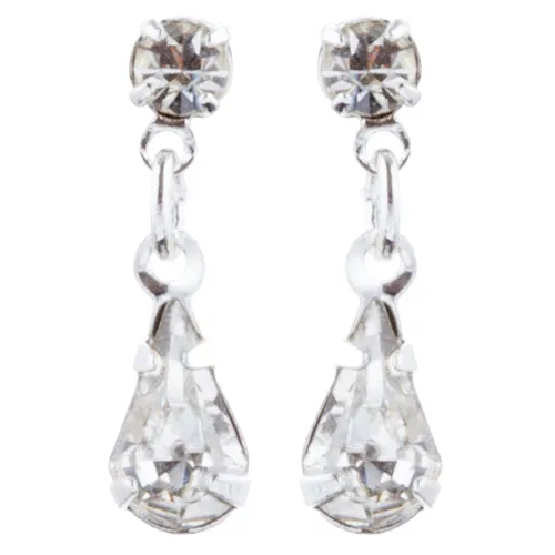 Bridal Wedding Jewelry Set Crystal Rhinestone Classy Y Drop Necklace Silver
