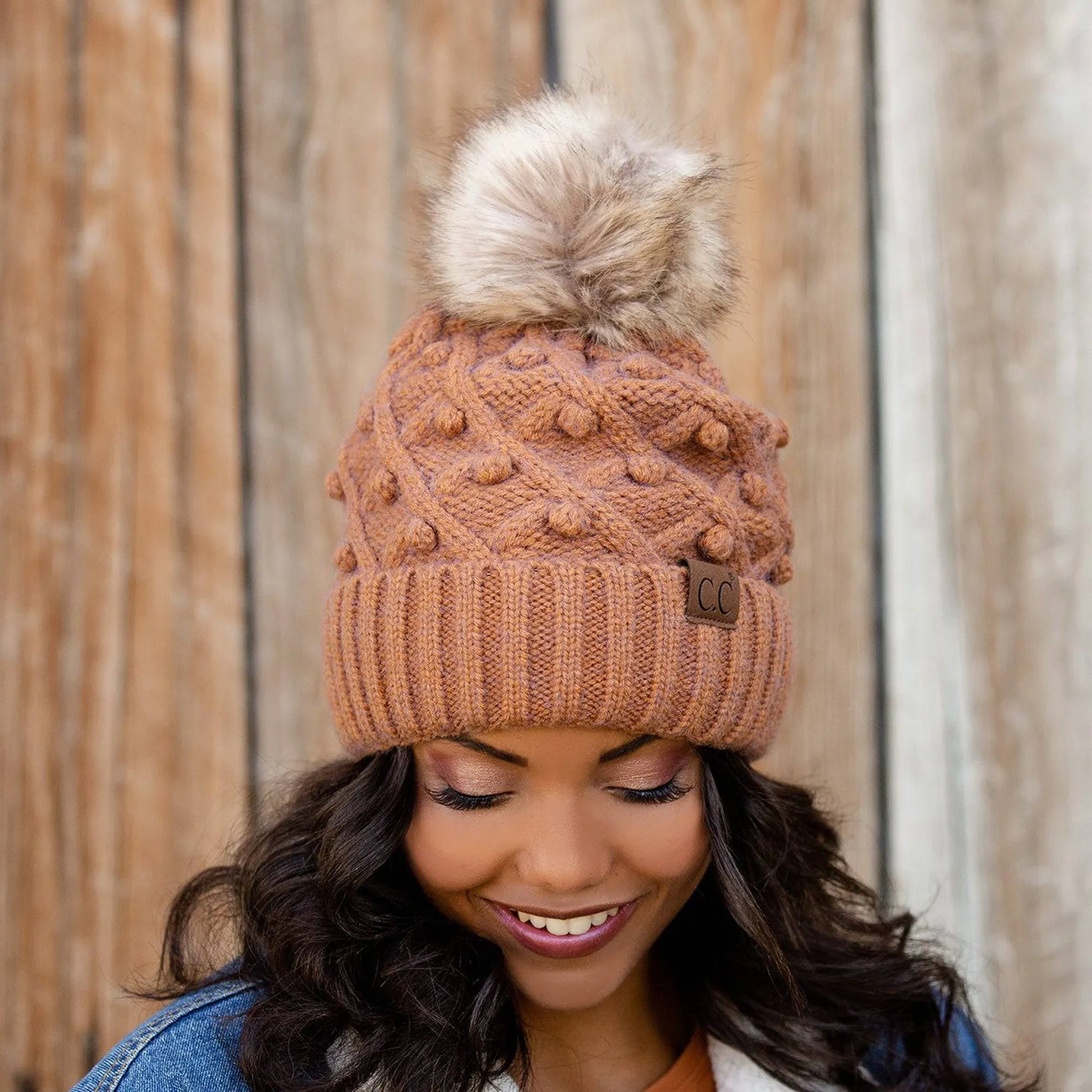 CC Crafted Pom Adult Teen Stretchy Beanies Hats
