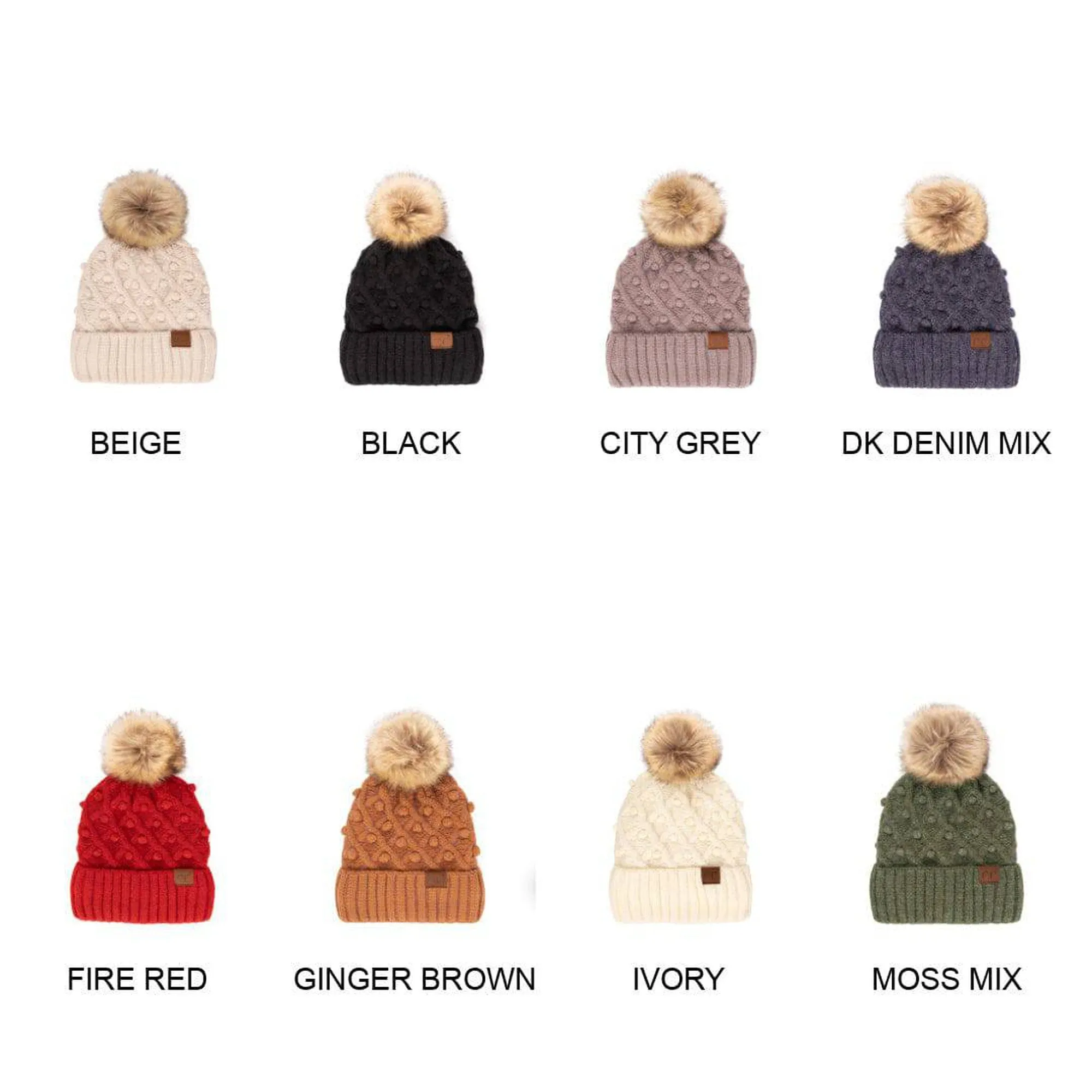 CC Crafted Pom Adult Teen Stretchy Beanies Hats