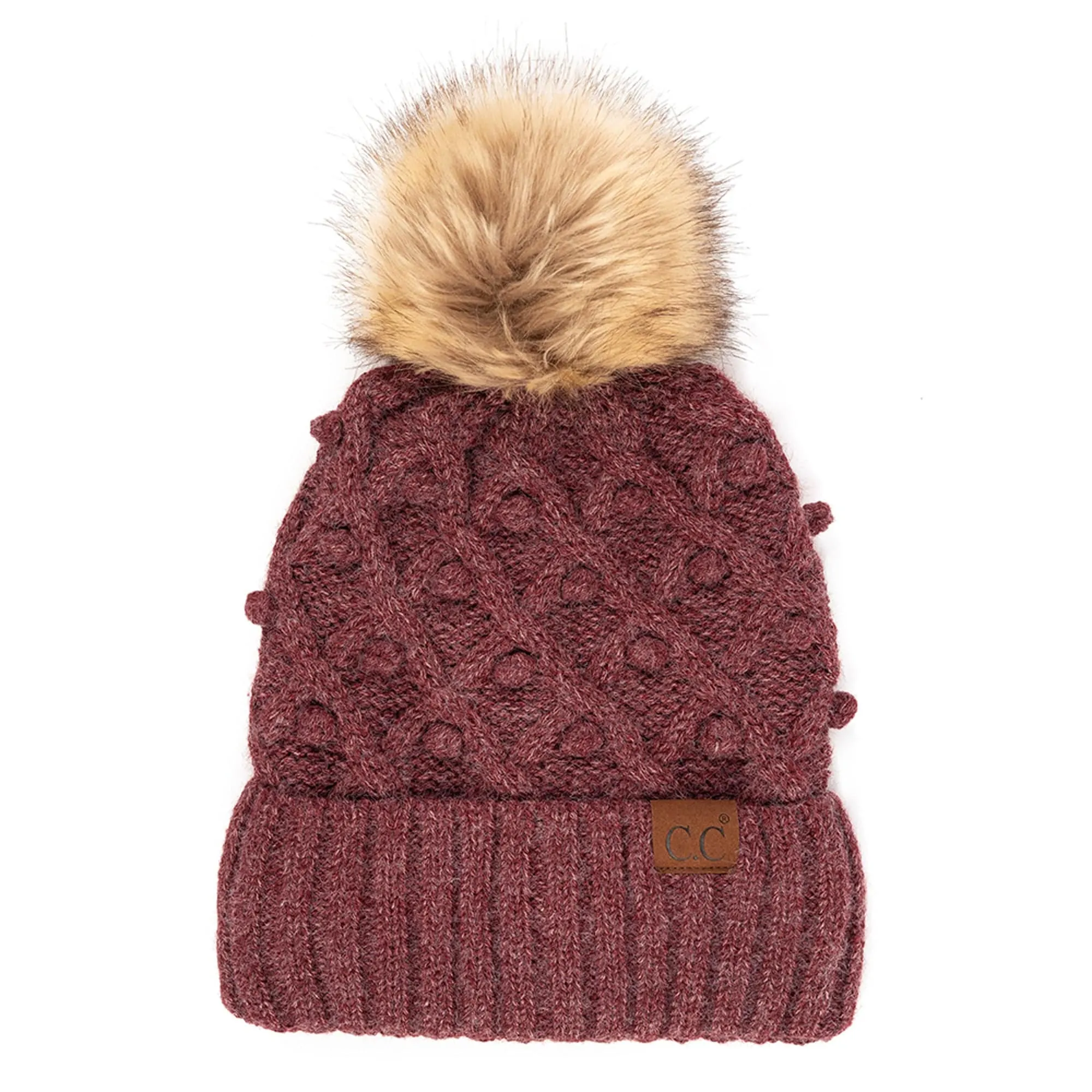 CC Crafted Pom Adult Teen Stretchy Beanies Hats