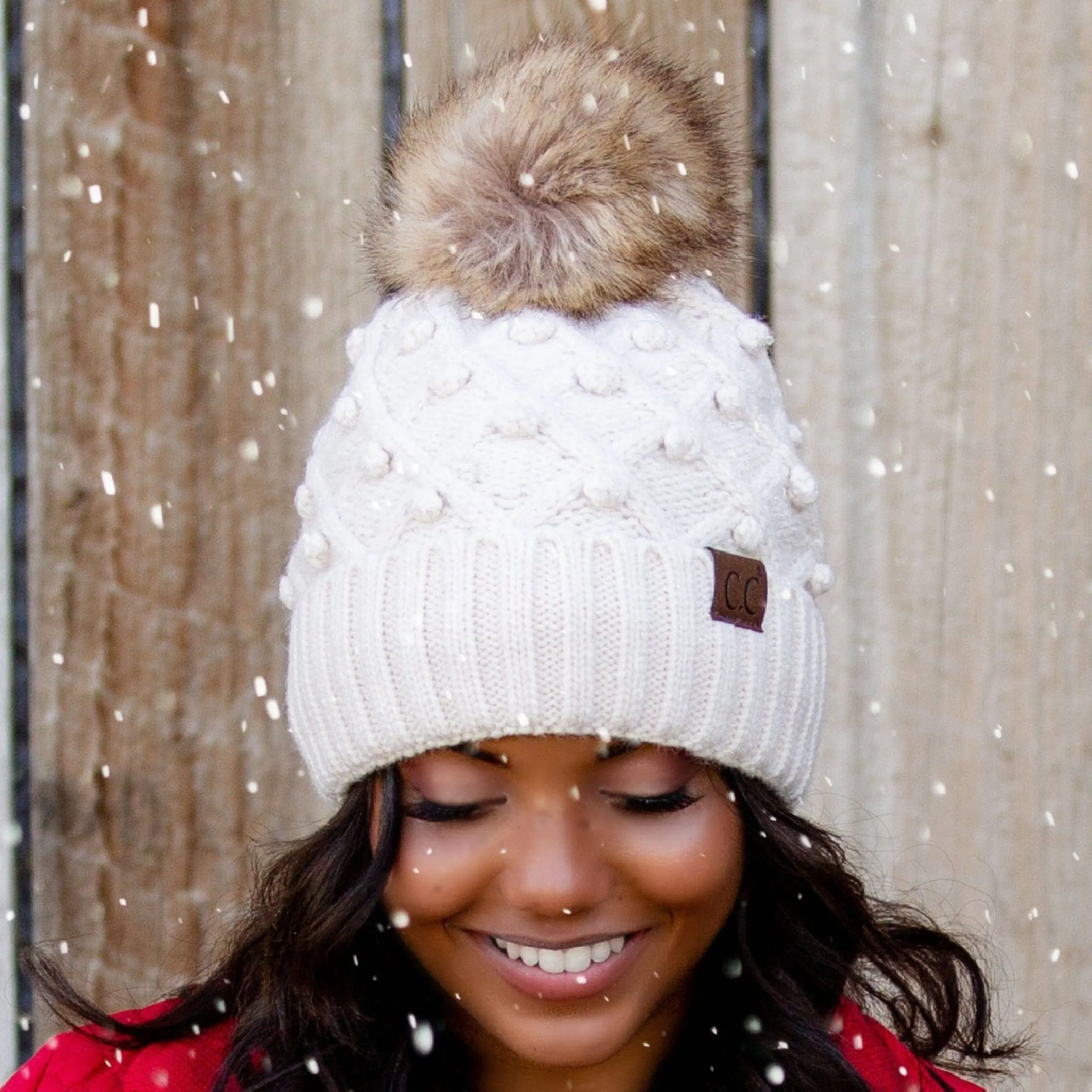 CC Crafted Pom Adult Teen Stretchy Beanies Hats