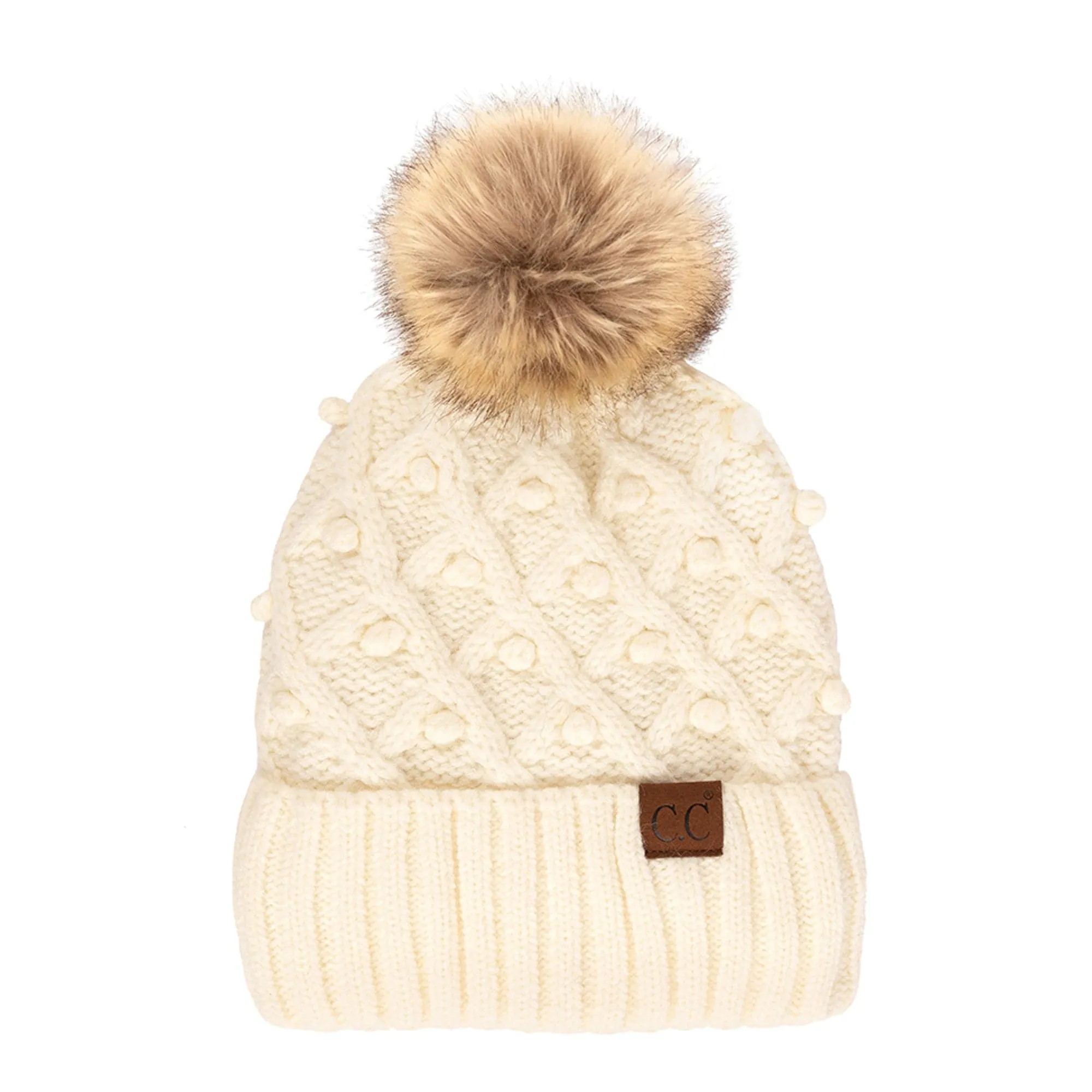 CC Crafted Pom Adult Teen Stretchy Beanies Hats