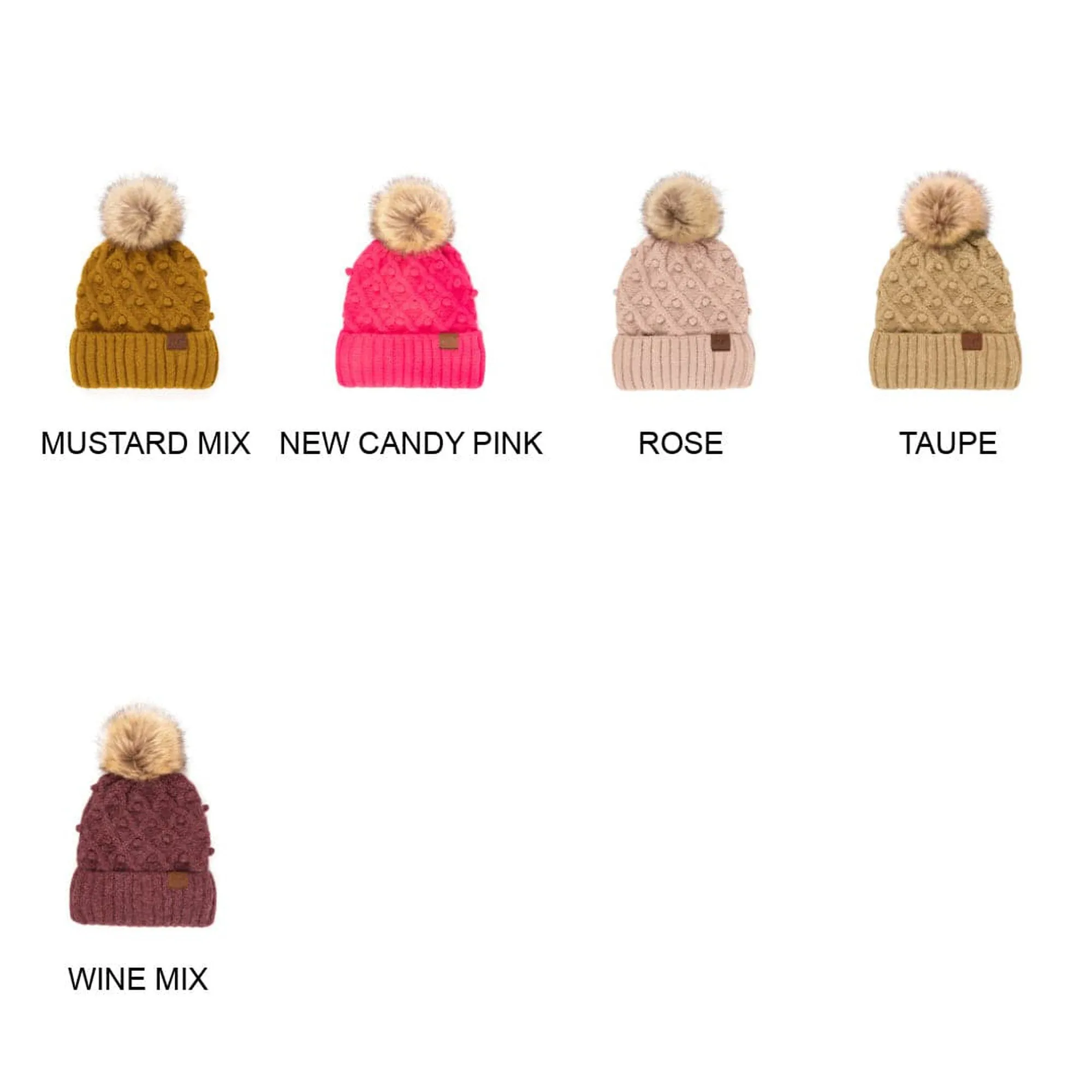 CC Crafted Pom Adult Teen Stretchy Beanies Hats