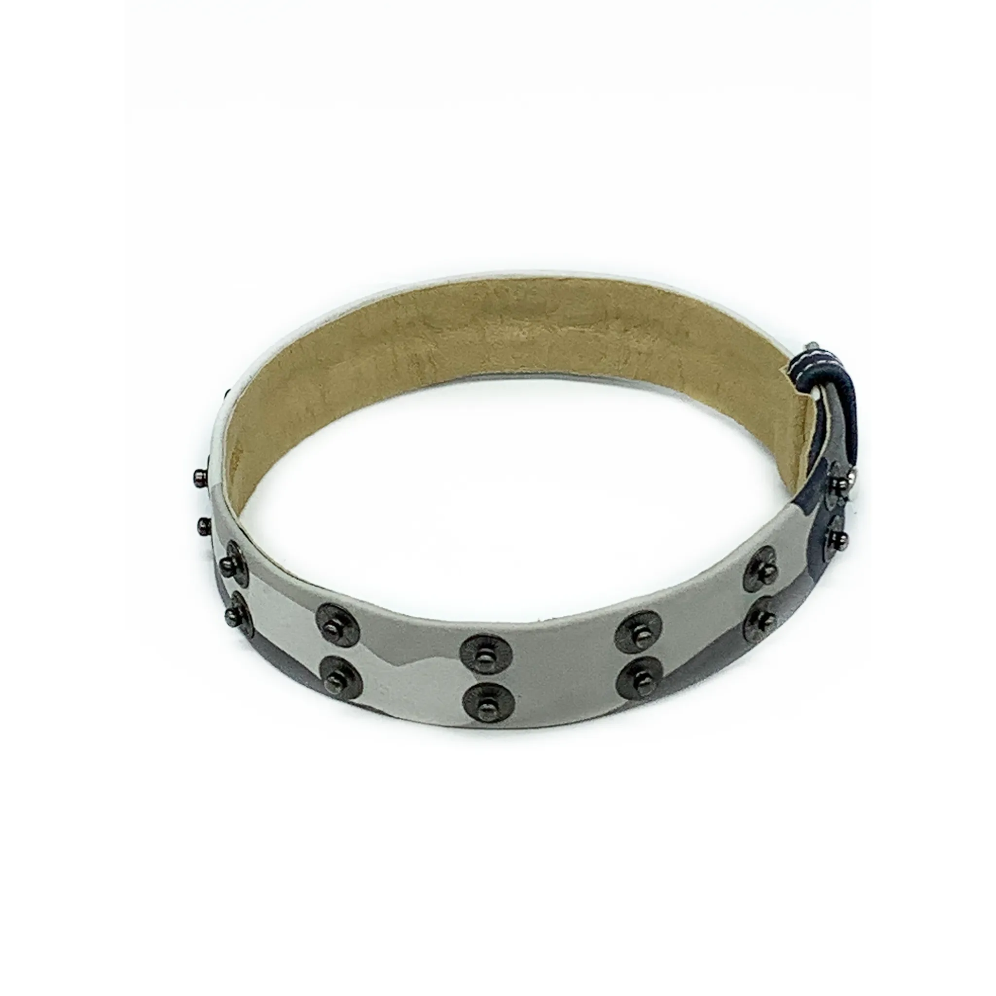 Christopher Augmon Nile Grey Camouflage Leather Choker and Wrist Wrap
