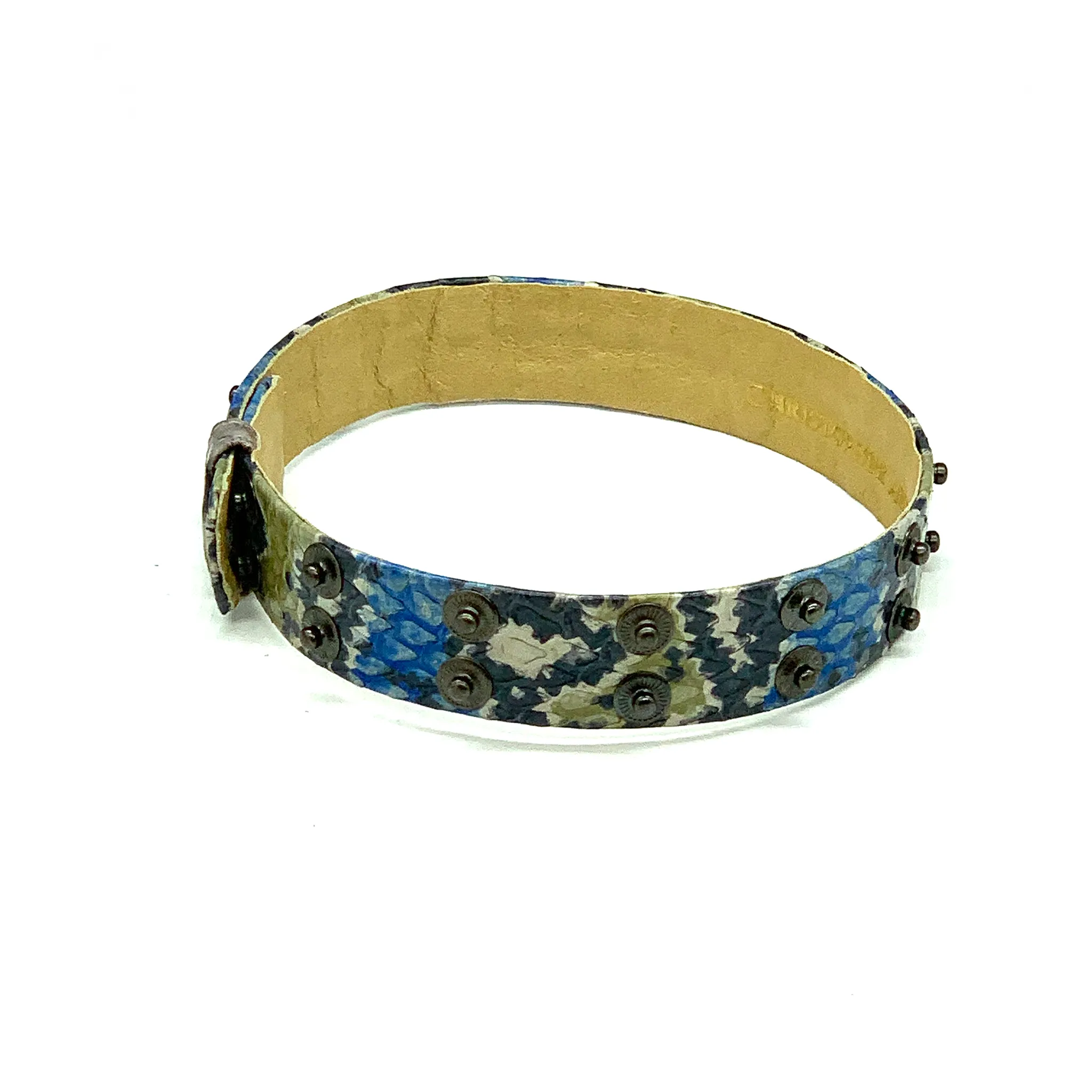 Christopher Augmon Nile Rainbow Water Snake Gunmetal Studded Choker and Wrist Wrap