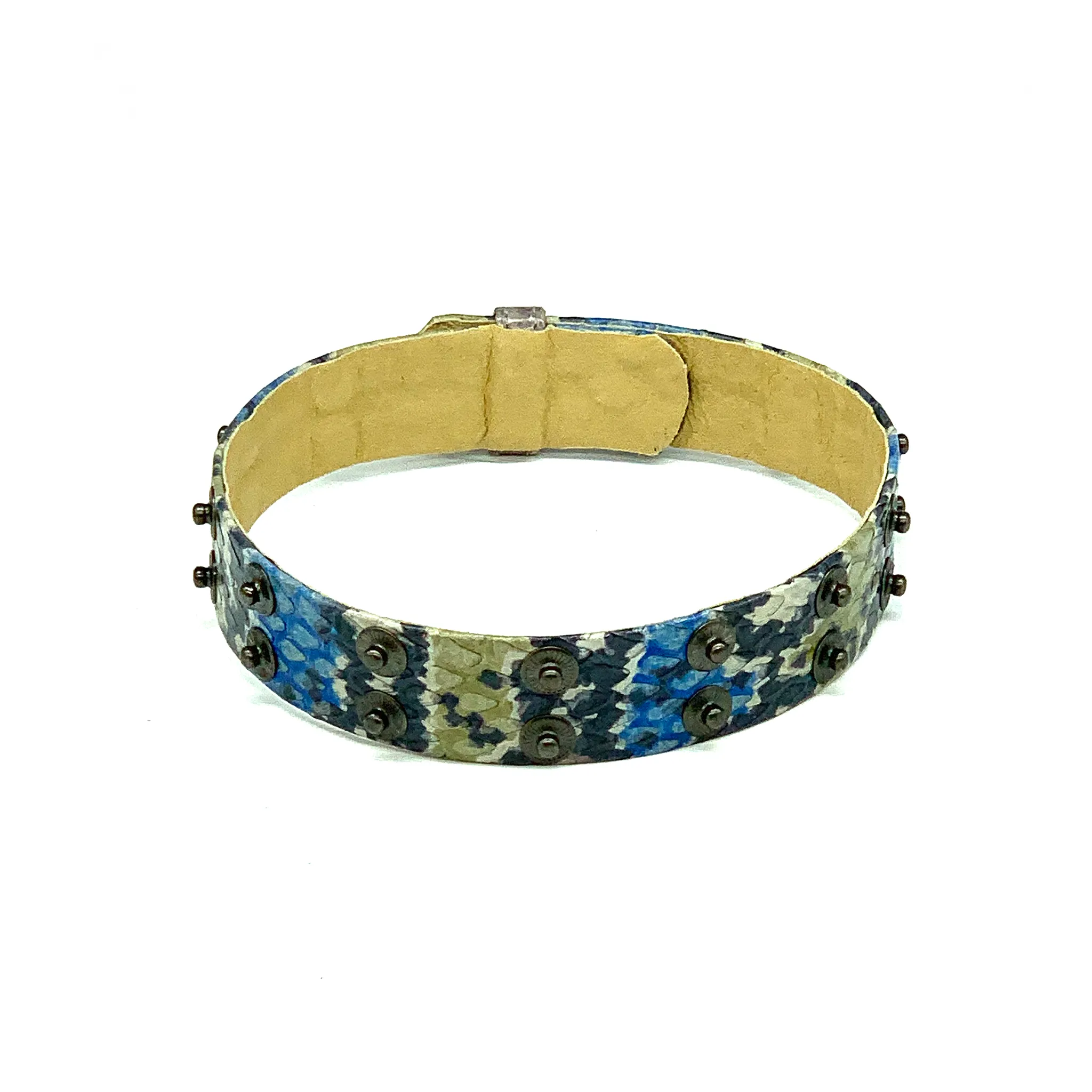 Christopher Augmon Nile Rainbow Water Snake Gunmetal Studded Choker and Wrist Wrap