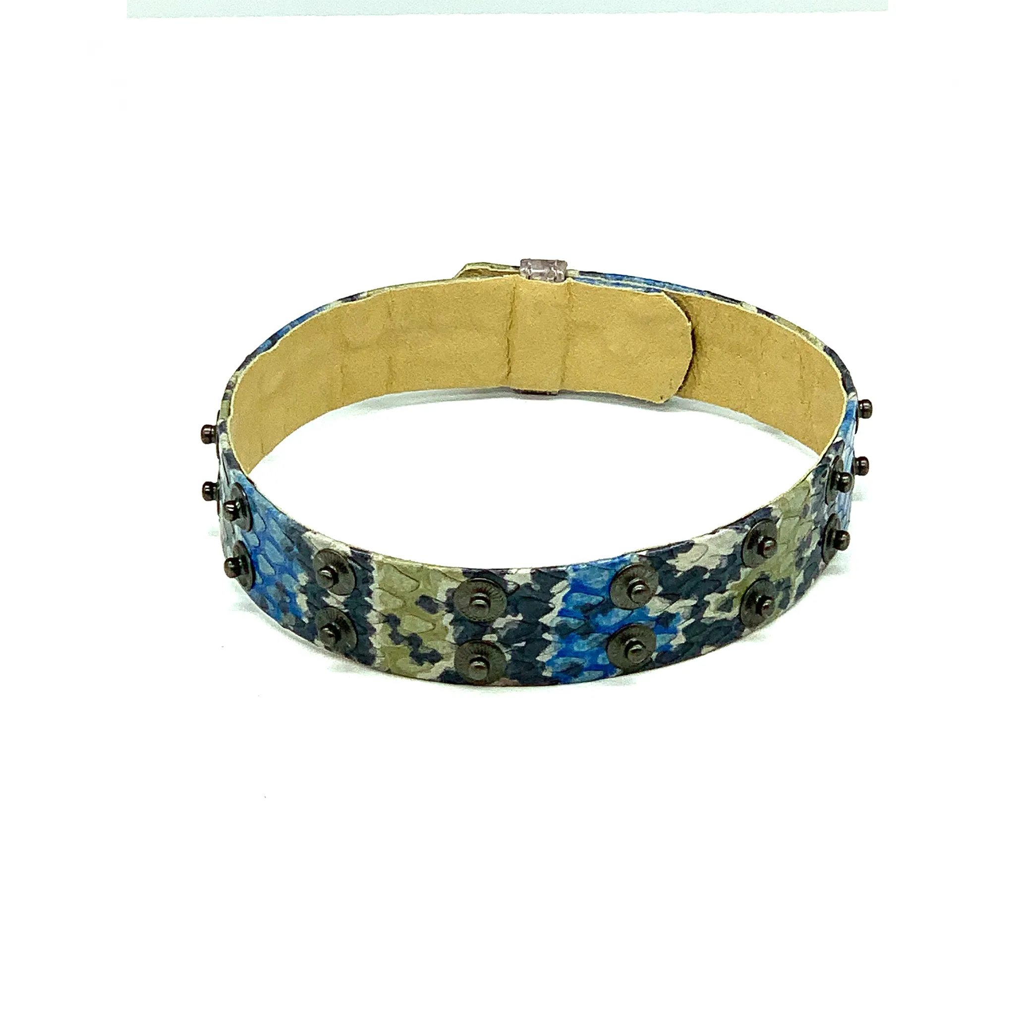 Christopher Augmon Nile Rainbow Water Snake Gunmetal Studded Choker and Wrist Wrap