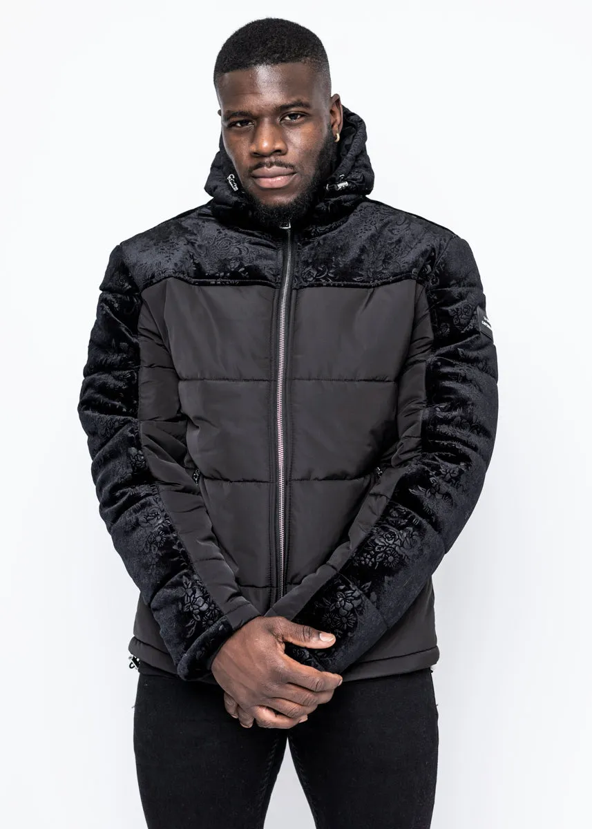 DOWN JACKET - BLACK VELVET PATTERN