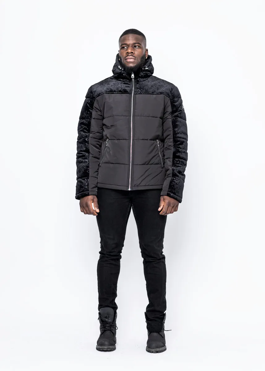 DOWN JACKET - BLACK VELVET PATTERN