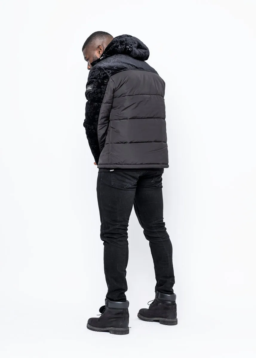 DOWN JACKET - BLACK VELVET PATTERN
