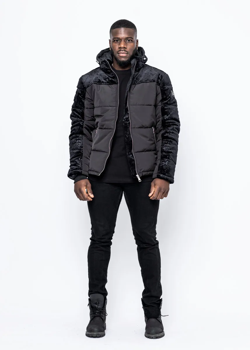 DOWN JACKET - BLACK VELVET PATTERN