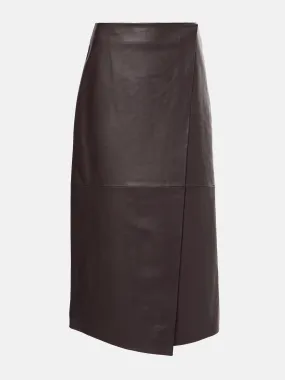 Hedi leather wrap skirt