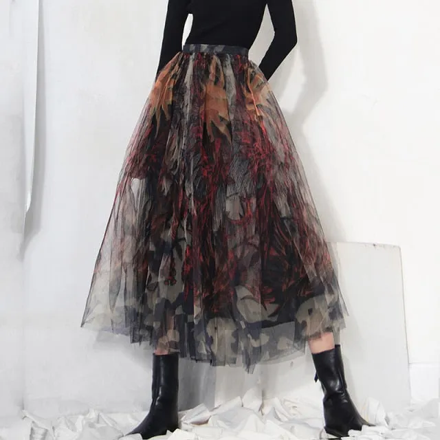 Into The Woods  Mesh Midi Skirt