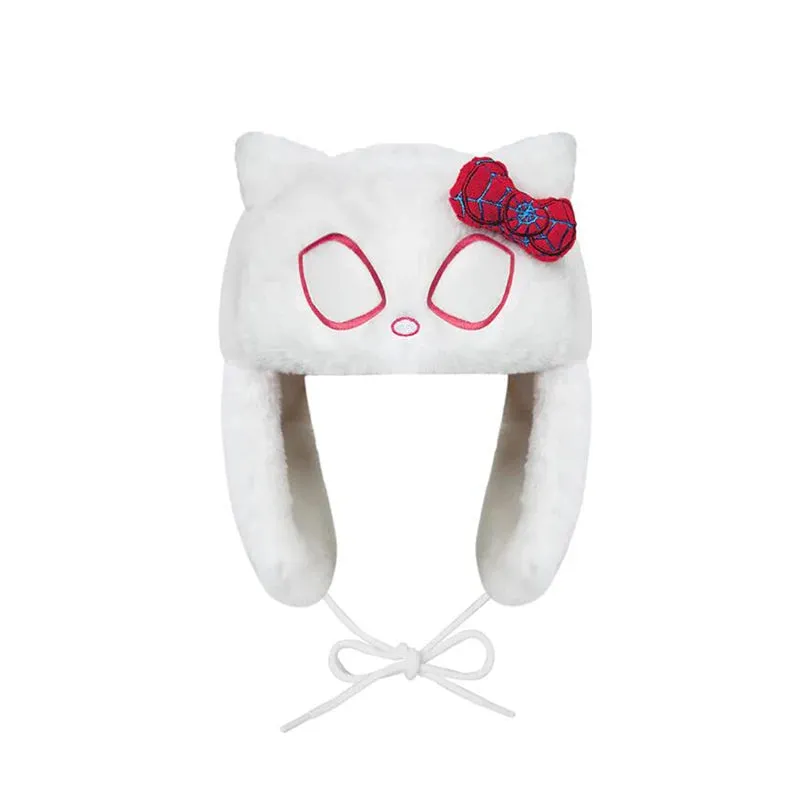 Kawaii Hello Kitty x Spider-Man Ushanka Hat (White)