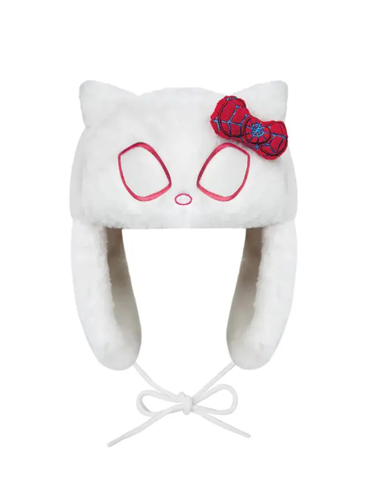 Kawaii Hello Kitty x Spider-Man Ushanka Hat (White)