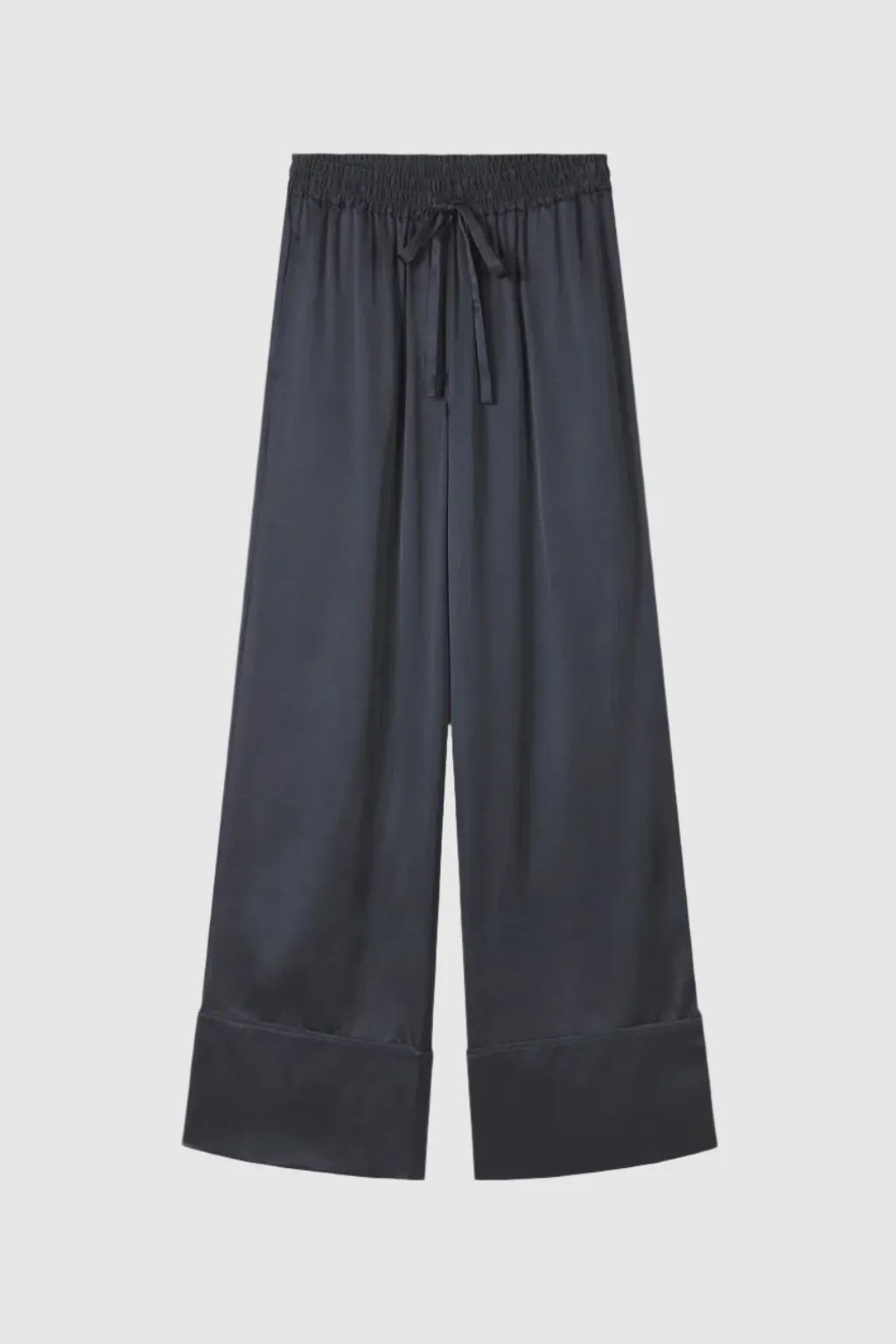Lee Mathews Stella Silk Satin Pant in Midnight