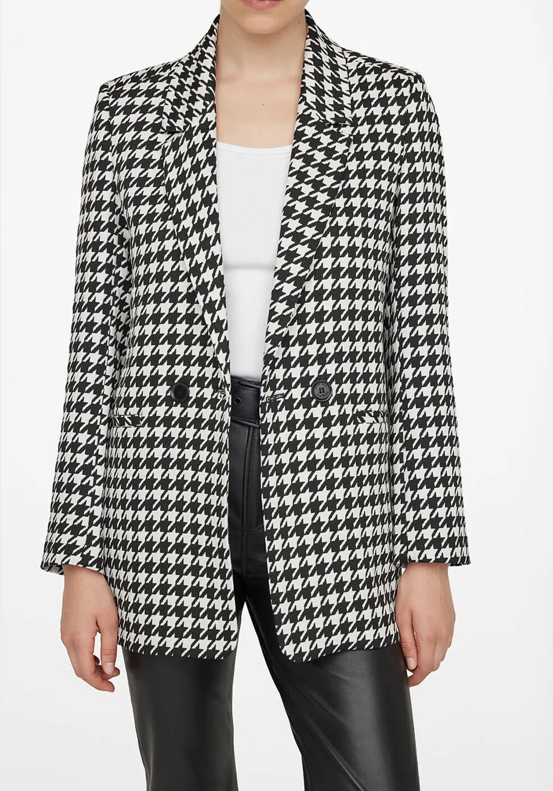 MADELEINE BLAZER BLACK AND WHITE HOUNDSTOOTH