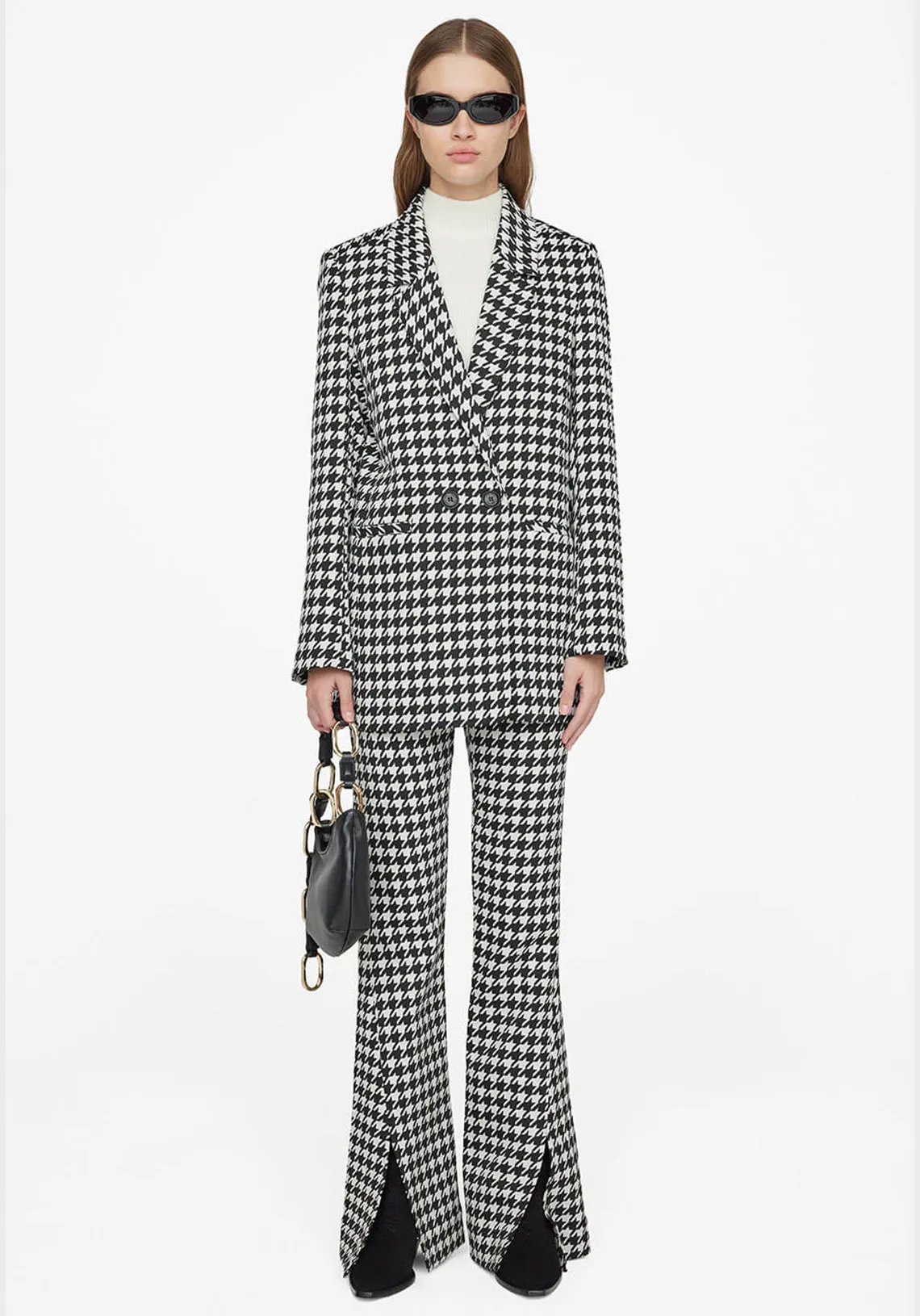 MADELEINE BLAZER BLACK AND WHITE HOUNDSTOOTH