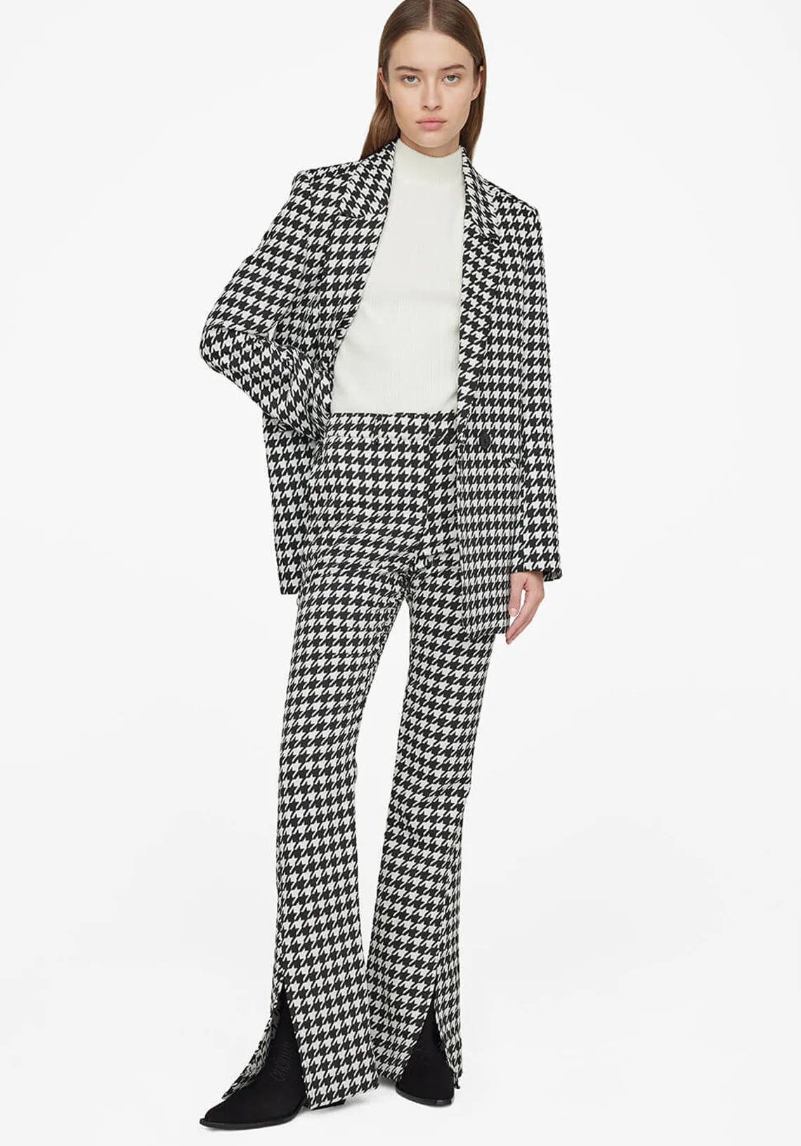 MADELEINE BLAZER BLACK AND WHITE HOUNDSTOOTH