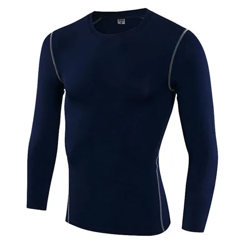 Men's Add Woollen Compression Tight Long sleeve Warm Thermal Running Tight T-Shirt Fitness Gym Soccer Jerseys Shirts Sportswear