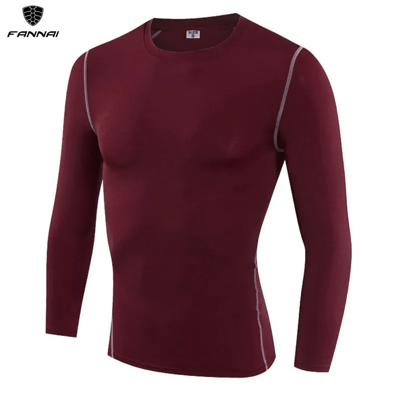 Men's Add Woollen Compression Tight Long sleeve Warm Thermal Running Tight T-Shirt Fitness Gym Soccer Jerseys Shirts Sportswear