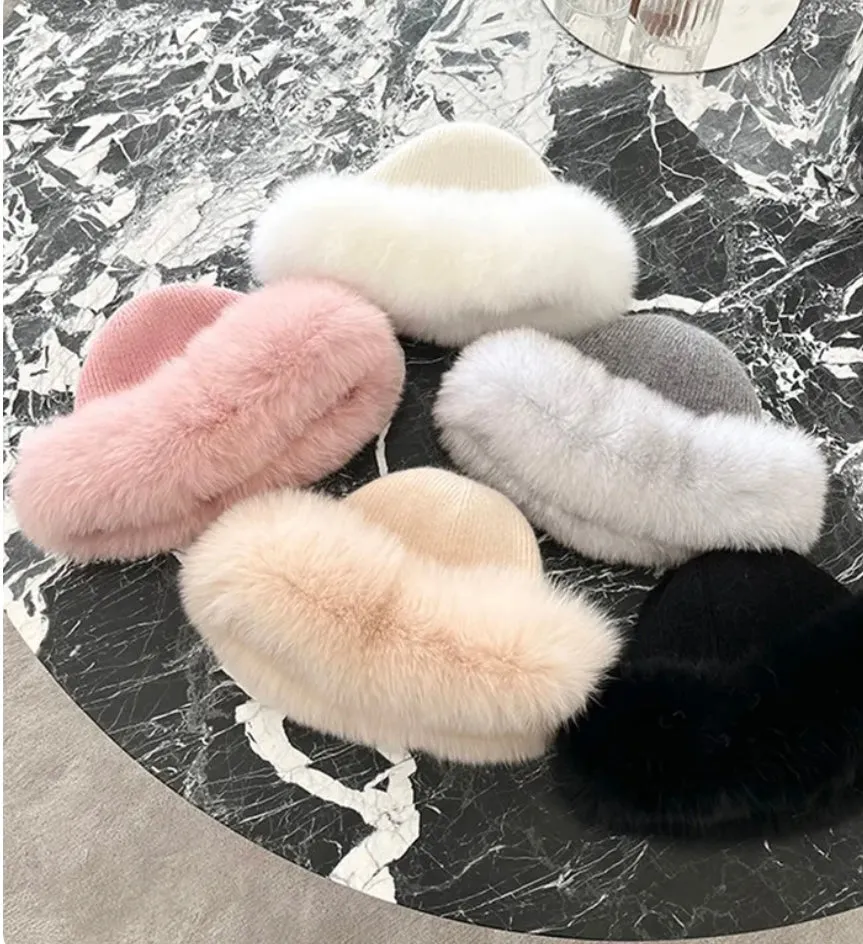 Real Fox Fur Wool Hats