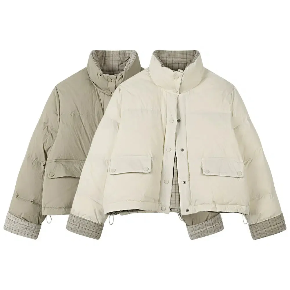 Reversible Plaid Lining Down Jacket