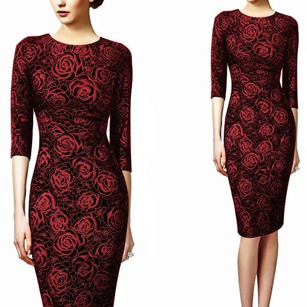 Slim Long Sleeve Round neck Bodycon Dress
