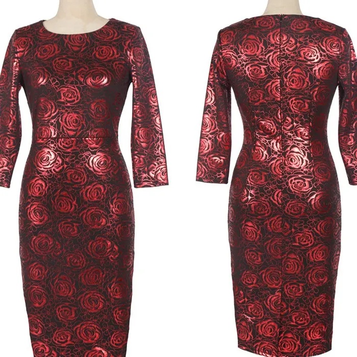 Slim Long Sleeve Round neck Bodycon Dress