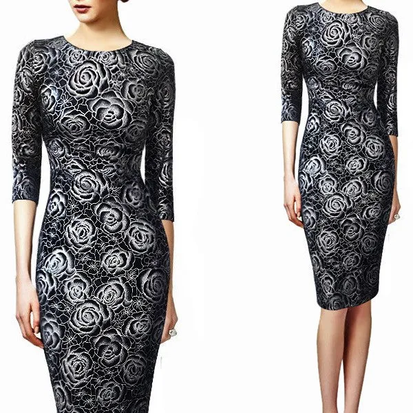 Slim Long Sleeve Round neck Bodycon Dress