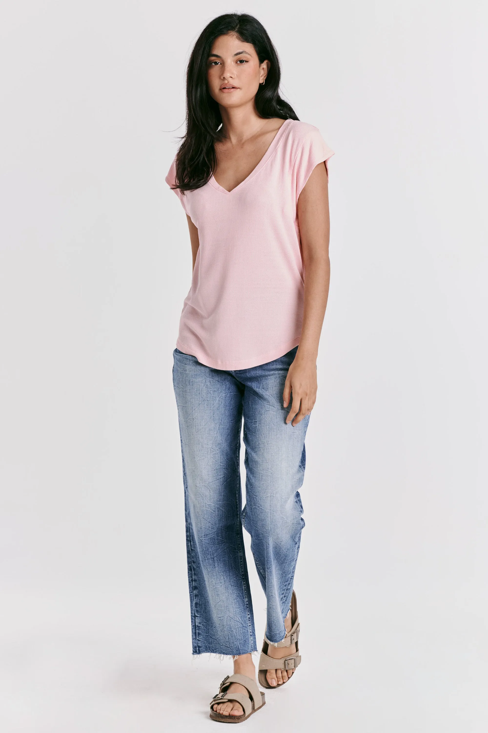 URI THERMAL V-NECK TOP PINK DIAMOND