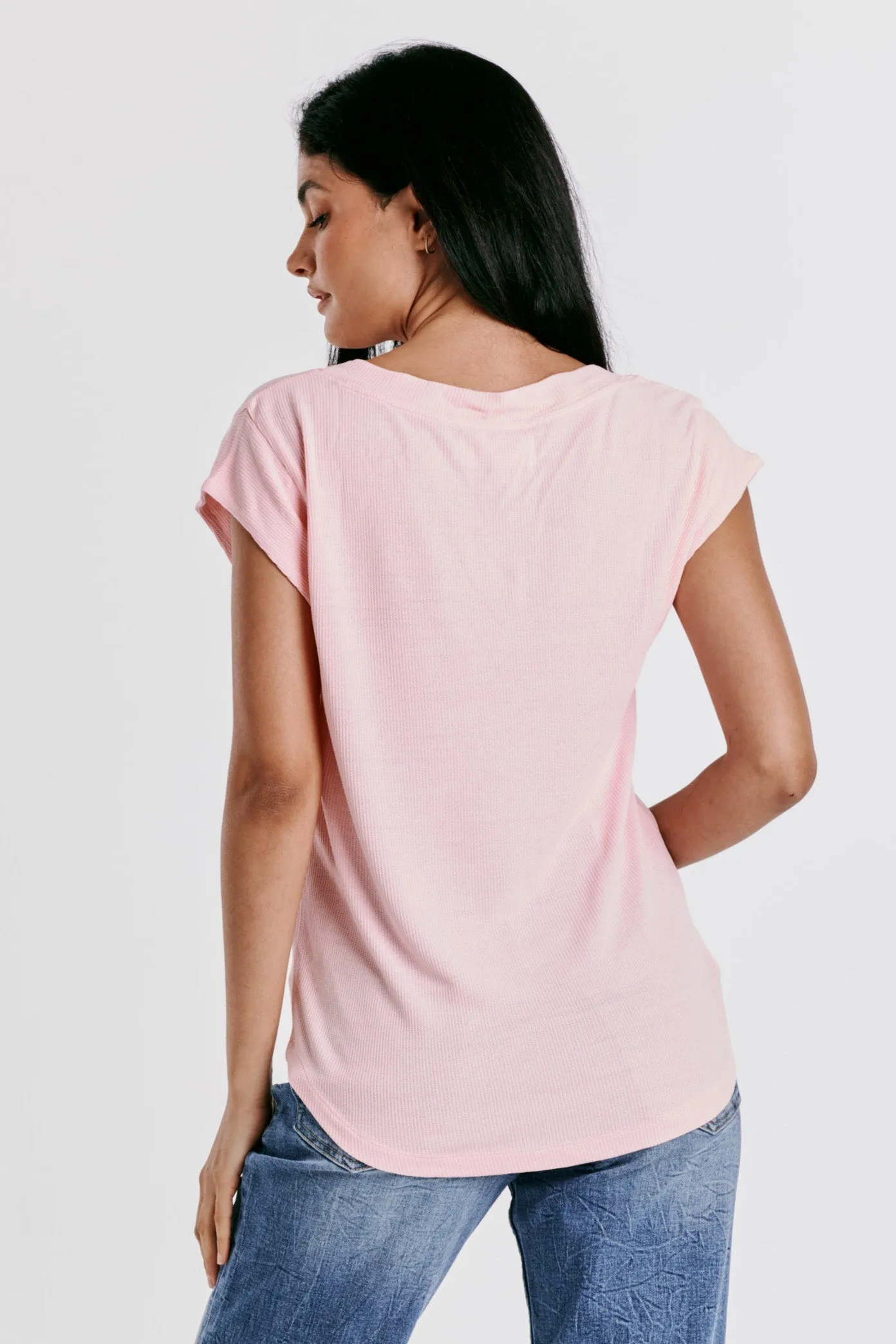 URI THERMAL V-NECK TOP PINK DIAMOND