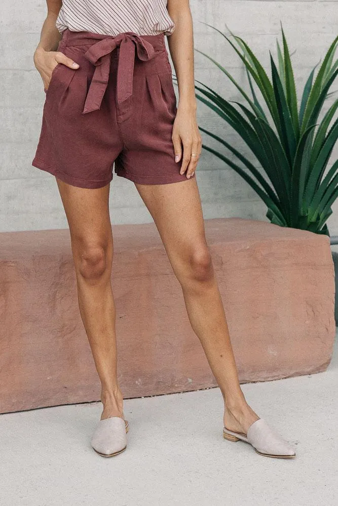 Vero Moda Tencel Loose Fit Shorts in Marsala