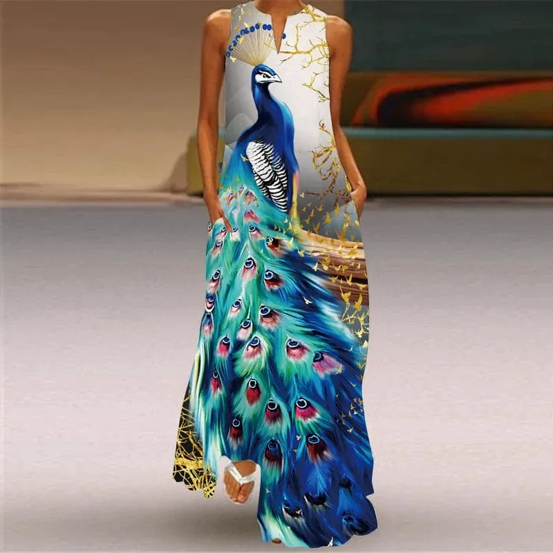 Women's Summer V Neck Pocket Large Swing Sexy Dress